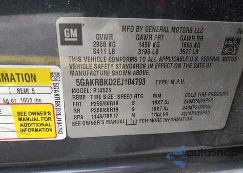 2014 Buick Enclave Leather из США, поврежденный, VIN 5GAKRBKD2EJ104793